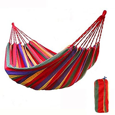 ZOYAFA Hamacas al aire libre 1.9 * 1.5 M doble personas ocio al aire libre portátil arco iris hamaca lona cama ultraligero jardín hogar viaje camping 