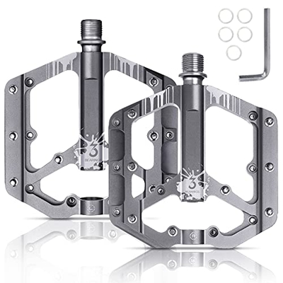 BRGOOD Pedales para Bicicleta de montaña,de montaña con Plataforma de aleación de Aluminio Ultraligera y 3 rodamientos sellados,pedale Antideslizante 