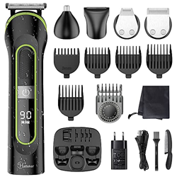 Hatteker Cortapelos para hombre, recortadora de barba y pelo, inalámbrica, recortadora de nariz, cortapelos corporal, cortapelos de precisión, 5 en 1, características