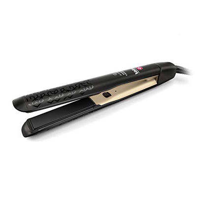 Valera Swiss'X Thermofit plancha profesional precisa hasta 230°C, perfecta para alisar y rizar el cabello, color Negro/Oro
