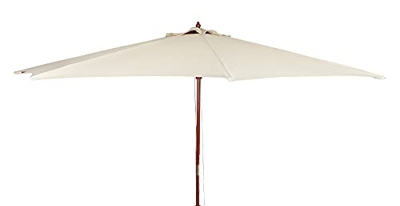 1a-Handelsagentur Sombrilla de madera de 3 m, color beige, para jardín, terraza, mercado, protección solar