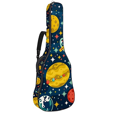 Paquete de guitarra acústica para principiantes Tamaño completo de abeto con corte superior de guitarra acústica, patrón de nave espacial Space Star P