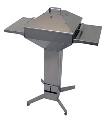 Thorwa® Parrilla de acero inoxidable prémium con embudo, parrilla de columna de carbón (con 2 estantes y tapa)