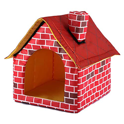 xllLU Cálida interior suave perrera con chimenea mascotas casa grande simulación ladrillo perrito camas con alfombra interior poliéster nido tienda pe precio