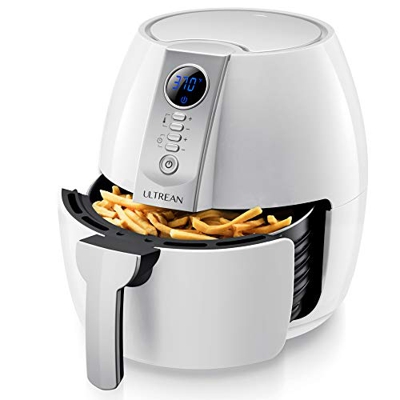 Ultrean Freidora sin Aceite, Freidora Aire 4L, Air Fryer con Pantalla LCD Digital, Sarten Antiadherente, Temperatura y Tiempo Ajustable, sin BPA ni PF