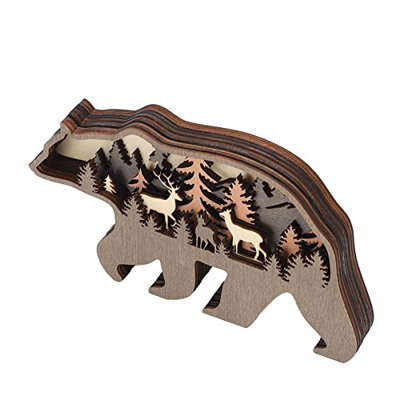 Talla de Madera en 3D de Múltiples Capas, Colores Tradicionales de Madera Vivos Y Respetuosos con el Medio Ambiente Animales de Talla de Madera en 3D 