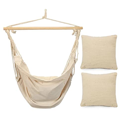 ZOYAFA Hamacas de lujo para colgar al aire libre Hamaca hamaca columpio incluye cojines suaves al aire libre marco portátil paracaídas hamacas características