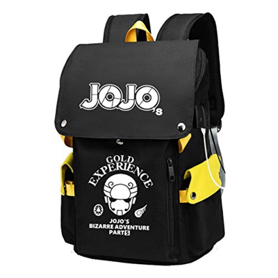 WANHONGYUE JoJo's Bizarre Adventure Anime Cosplay Mochilas Escolar Mochila para Portátil 15.6 Pulgadas Bolsa de Escuela con Puerto de Carga USB Amaril