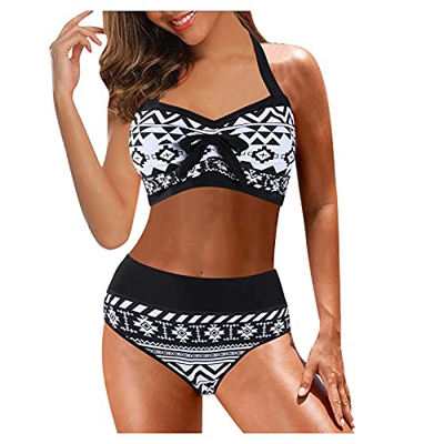 Bikini para mujer push up, traje de baño de dos piezas, ropa de playa con sujeción al cuello, parte superior de triángulo, parte superior de bikini Ne