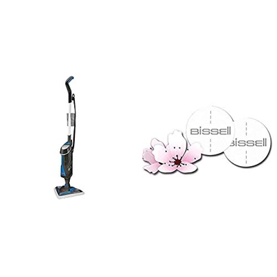 Bissell PowerFresh Lift Off Mopa a Vapor 2 En 1 Desmontable, 1600 W, 0.4 litros, 0 Decibelios, Aluminum, Azul, Titanio + Bissell 1095 1030E Discos Per