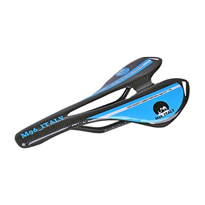 MH96_Italy Sillín de Bicicleta de Fibra de Carbono 3K para Bicicleta de Carreras y MTB antipróstata, Super Ligero, 100 g +/-, Azul