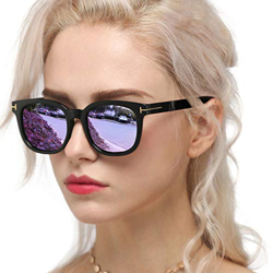 Myiaur Gafas de sol de moda para mujer Conducción polarizada Antideslumbrante Protección UV 100% Diseño elegante (Montura negra/lente morada) en oferta