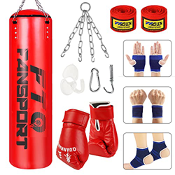 Fansport 14 PCS Saco de Boxeo,3.2 FT Punching Bag sin Relleno con Guantes De Entrenamiento Tailandeses Saco Boxeo Adulto para Entrenar Ejercicio Físic precio