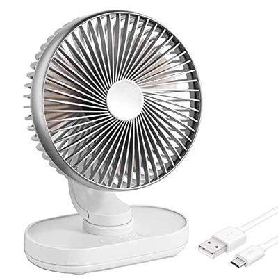 Yoyika Ventilador Silencioso USB/Type-C Recargable, Ventilador de Mesa Potente Oscilante Ventilador de Sobremesa Portátil de 6 Pulgadas, con 4 Velocid