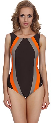 aQuarilla Trajes de Baño Enteros Una Pieza Mujer 1L3C1NT2 (Marrón/Naranja, EU 40 = ES 38)
