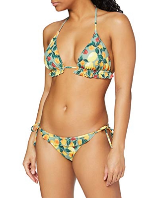 Iris & Lilly Am1314 Conjunto de Bikini, Verde, Estampado De Limones, 40