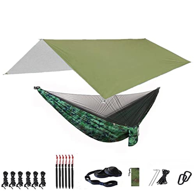 ZMJYH Banco de suspensión móvil, Hamaca Acampar con Red de Arco y Plano de Rodadura, 118x118in Portátil Impermeable,2,290 x140cm