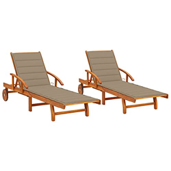 vidaXL 2X Madera Maciza de Acacia Tumbonas con Cojines Hamaca Cama Salón Diván Asiento Piscina Playa Jardín Patio Terraza Balcón Exterior Muebles precio