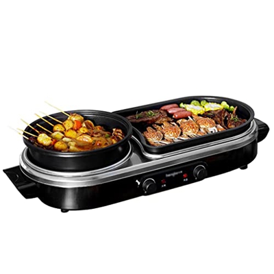 LZL Olla Caliente Barbacoa de Gran Capacidad Shabu-asado Todo en uno Control de Temperatura Independiente de la Barbacoa Parrilla Hot SHABU A Parrilla