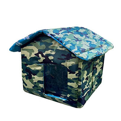 Casa para gatos con cojín extraíble, refugio para gatitos con nido para mascotas de 4 estaciones con techo impermeable, perrera plegable lavable para 