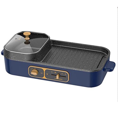 LZL Olla Caliente Parrilla eléctrica portátil Parrilla Hot Pot, 2 en 1 Barbacoa Parrilla Shabu Pot Separe Dual Temperature Control Barbacoa Hot-Pot To