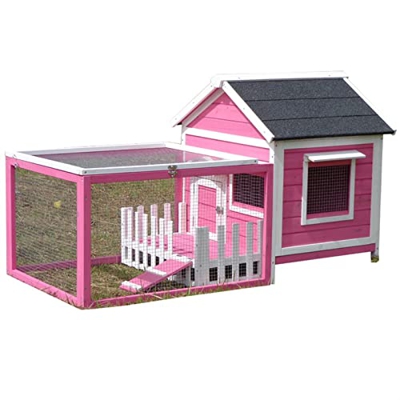 ZYBCRR 57"Gran casa de Perros al Aire Libre de Madera con Porche, Rosa.