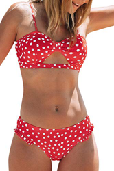 CUPSHE Mujer Bikini con Lunares Traje De Baño Rojo L en oferta