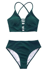 CUPSHE Conjunto de Bikini Cordones Cruzados Traje de Baño de Dos Pieza, Esmeralda, L características