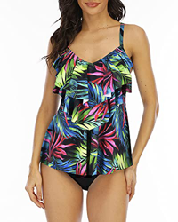 WIN.MAX Conjuntos de Traje de baño Tankini para Mujer Cintura Alta Volante con Volantes Conjunto de Bikini de 2 Piezas Traje de baño Traje de baño de  en oferta