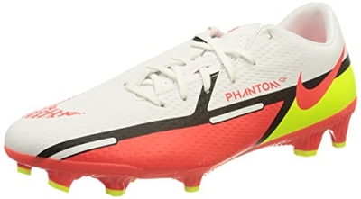 Nike Phantom Gt2 Academy FG/MG, Zapatos de fútbol Hombre, White/Bright Crimson-Volt, 42.5 EU