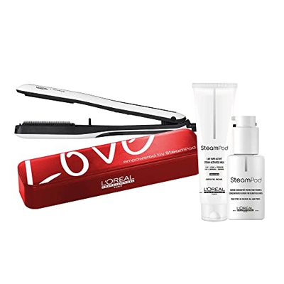L'Oreal Professionnel | Plancha profesional Steampod 3.0 + Neceser termo-resistente + crema y sérum vapo-activados, Steampod Pack Edición Limitada LOV