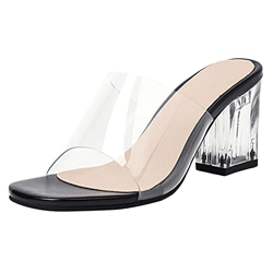 LaunsTcus Mujer Tacón Alto Transparentee Sandalias Retro Tacón Alto Verano Zapatos Black Numero 37 Asiática características