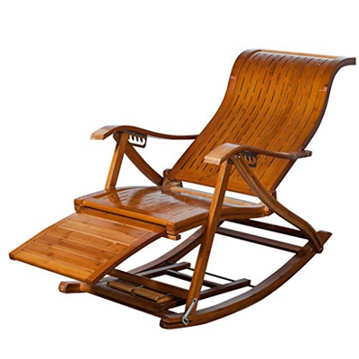 GLXLSBZ Silla de jardín reclinable Vintage, Silla de relajación al Aire Libre, Mecedora de Madera, tumbonas, sillas de Cubierta Ajustables, Plegables