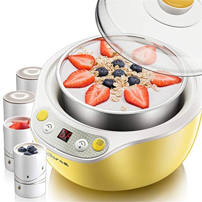 NNDQ Máquina automática para Hacer Helados con Yogurt eléctrico, máquina de Vino de arroz, con Temporizador de Apagado automático, Pantalla LCD, Acero