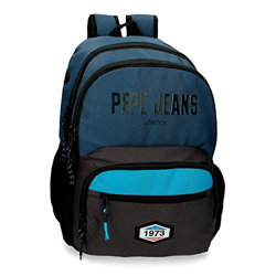 Pepe Jeans Skyler Mochila Doble Cremallera Adaptable Azul 32x45x15 cms Poliéster 21,39 L características