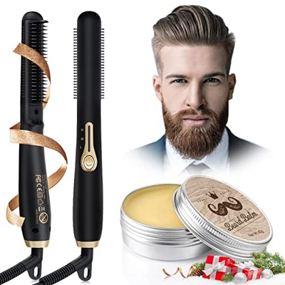 Cepillo Alisador Barba-3 en 1 Cepillo Alisador Pelo Eléctrica,Cepillo de Barba de Calentamiento Rápido,Peine Alisador de Cabello,Apto para Alisadores