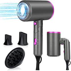 Secador de pelo plegable iones negativos 1800W foldable hair dryer, difusor de 3 accesorios con fijación magnética para salón de casa, 3 temperaturas, precio