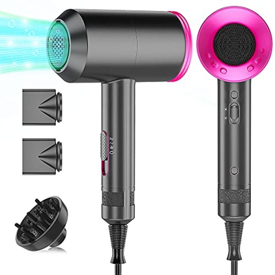 Secador iónico de 2000 W potente, profesional para el cuidado del cabello caliente/frío a temperatura constante con 2 velocidades/3 ajustes de calor, 