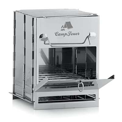 CampFeuer Barbacoa plegable de acero inoxidable, 22 x 20,5 x 27 cm, parrilla plegable, parrilla de camping para senderismo y exterior, barbacoa plegab