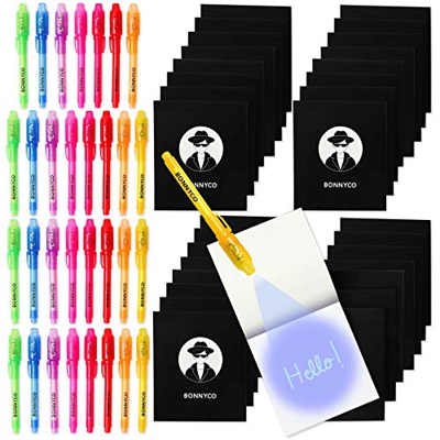 BONNYCO Bolígrafo Tinta Invisible y Libreta Pack x 32 Cumpleaños Niños Colegio, Detalles Cumpleaños Infantiles o Relleno Piñata | Regalos para Niños e