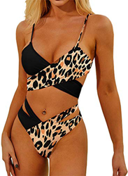 EUDOLAH Bañador Bicolor para Mujer Bikini Cruzado para Mujer con Nudo(Leopardo,L) en oferta