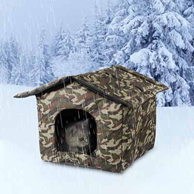 YILING Caseta para gatos salvajes con techo de lona impermeable, refugio grueso resistente al frío, tienda de campaña para gatos, para perros, para in