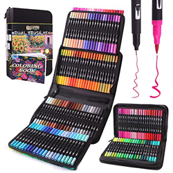 132 rotuladores para colorear Rotuladores de pincel de doble punta Rotuladores de arte con punta de pincel para caligrafía para adultos Colorear, dibu en oferta