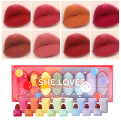8 Colores Mini Candy Matte Lipstick Set Taza Antiadherente Lápiz Labial Mate Terciopelo Linda Cápsula Lápiz Labial Maquillaje Set De Regalo características