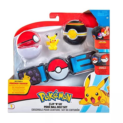 Pokemon Cinturon Set Pikachu & Bolas Pokemon – Incluye 1x 5 cm Pokemon Figura 1x Cinturón & 2 x Pokeballs – Licencia Oficial Juguetes Pokemon