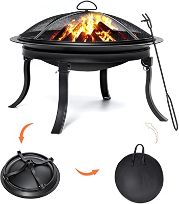 YDoo Pista De Fuego Portátil, Exterior 24 Pulgadas Bajo Humo, Fuego, Campamento, Campamento Plegable, con Bolsa Transporte For RV Viaje O Patio/Playa 