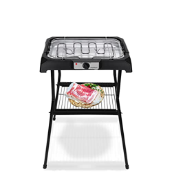 Aigostar Barbacoa eléctrica con patas, Parrillas eléctricas bandeja recoge grasa extraíble, Grill, uso con agua: evita los humos, uso en exteriores e  en oferta