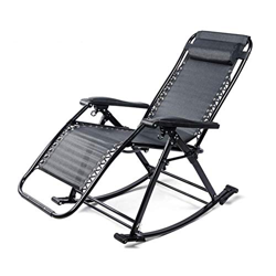 GLXLSBZ Mecedora Pesada de Acero de Metal/Silla de Gravedad Cero para Patio/sillón Plegable ensanchado/Silla para Acampar al Aire Libre/Gris/Negro precio