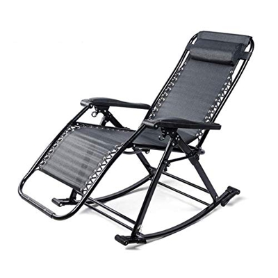 GLXLSBZ Mecedora Pesada de Acero de Metal/Silla de Gravedad Cero para Patio/sillón Plegable ensanchado/Silla para Acampar al Aire Libre/Gris/Negro