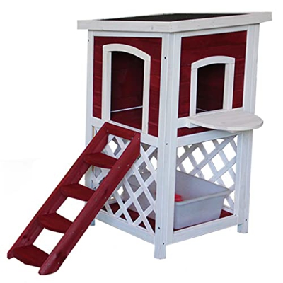 Casa Para Perros De Dos Pisos Para Interiores Y Exteriores Casa Para Perros De Madera Maciza Casa Para Mascotas Protección Solar Y Agua De Lluvia Jaul